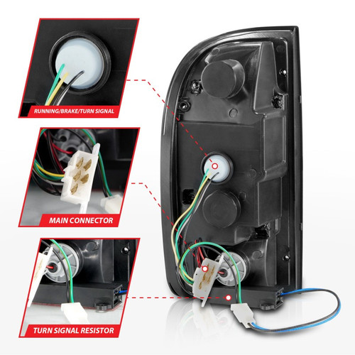 ANZO LED Tail Lights Clear Lens Black Housing for 1995-2004 Toyota Tacoma L4/V6