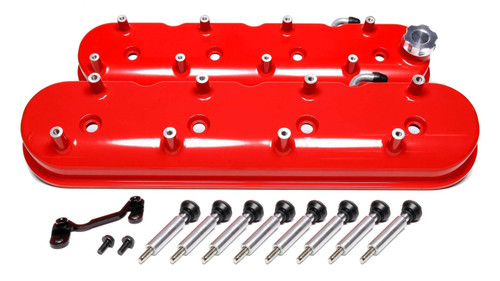 Holley Tall Valve Cover Set Baffled Aluminum Red for GM LS-Series Engines