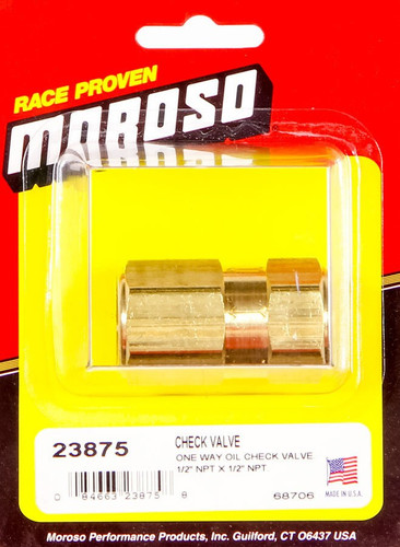 Moroso 1/2in NPT One Way Oil Check Valve Flapper Brass Spring Loaded