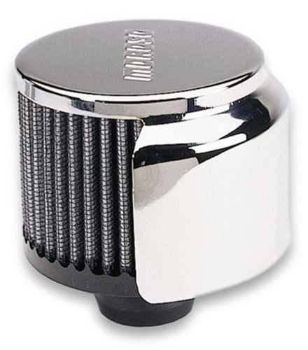 Moroso Chrome White Valve Cover Breather 1-1/4" Push-In Shielded Round - P#68813