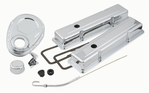 Mr Gasket Chrome Engine Dress Up Kit Valve Covers for Small Block Chevy