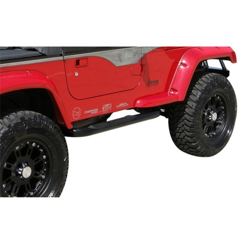 Rampage 3in Round Nerf Bar Jeep Wrangler 1987-1995 Black Powder Coat