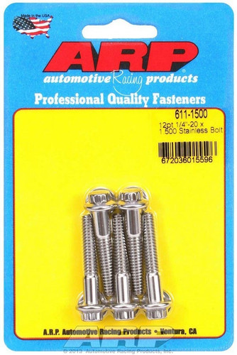 ARP Stainless Steel Bolt Kit 1/4-20 x 1.5in 12pt Polished Set of 5