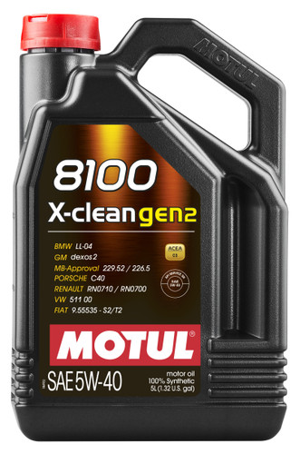 Motul 8100 X-CLEAN Gen 2 5W40 Synthetic Engine Oil 5L for High-Performance