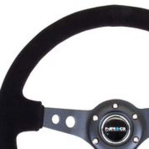 NRG RST-006-S 350mm Black Suede Steering Wheel Black Stitch Cutout Spokes