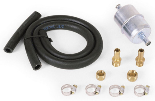 Edelbrock 8135 3/8in Fuel Line and Filter Kit Steel Filter Rubber Hose