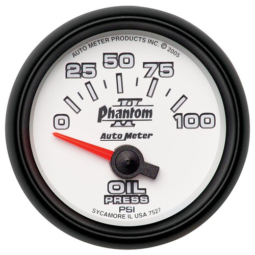 AutoMeter Phantom II 52mm Short Sweep Electronic Oil Pressure Gauge 0-100PSI LED