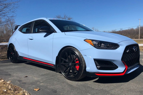 Rally Armor Black UR Mud Flap Performance Blue Logo Hyundai Veloster N 2019-2022