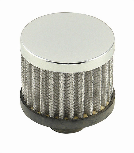 Mr. Gasket Reusable Steel Chrome Round Push-In Breather White 1-1/4 in Holes