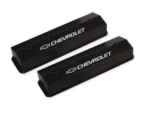 Holley 241-286 GM Track Tall Valve Covers Black For SBC Center Bolt