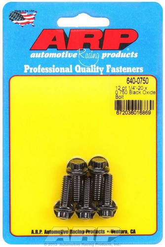 ARP Universal 1/4-20" Thread 0.75" Long 12-Point Head Chromoly Black - Set of 5