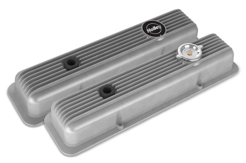 Holley SBC Muscle Series Valve Covers Finned Aluminum Pair for Small Block Chevy