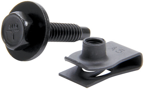 Allstar Body Bolt Kit 1/4-20 x 1.125in w Clips Washers Black 10pc