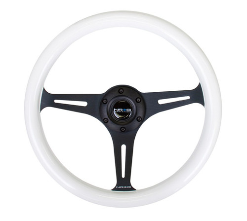 NRG Classic Wood Grain Steering Wheel 350mm Glow Green Grip ST-015BK-GL