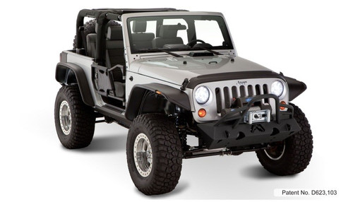 Bushwacker 07-18 Jeep Wrangler Flat Style Fender Flares 4-Piece Set Black