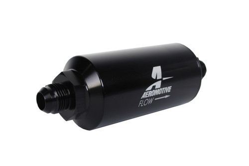 Aeromotive In-Line Fuel Filter AN-08 Male 10 Micron Fabric Black Finish