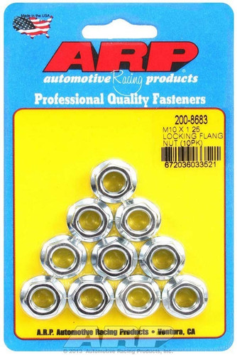 Locking Flange Nuts M10 x 1.25 Serrated Steel for Automotive Set of 10