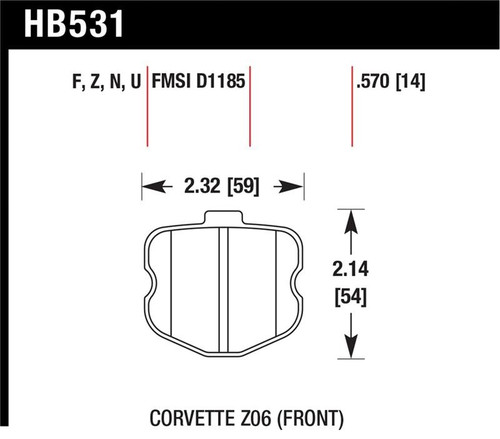 Hawk HB531Z.570 Performance Ceramic Brake Pads for Chevy Corvette Front