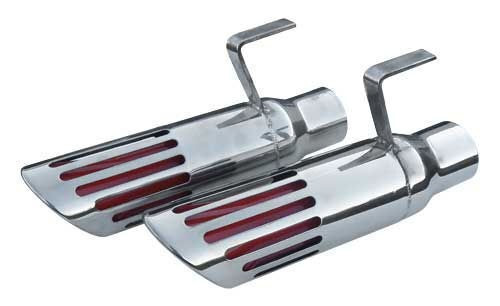 71-74 B Body Exhaust Tips Pair 2.5" Stainless Rolled Edge Polished Red