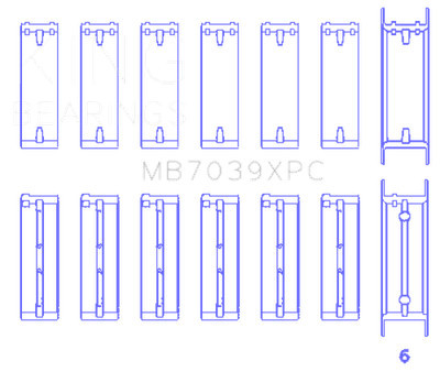 For King BMW M20/M50 2.0L/2.5L/2.7L Crankshaft Main Bearings Set - 7 Pairs