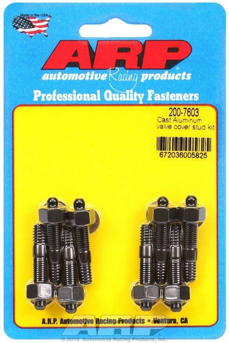 ARP Valve Cover Stud Kit 1/4-20 x 1.5in Hex Nuts Black Oxide Set of 8