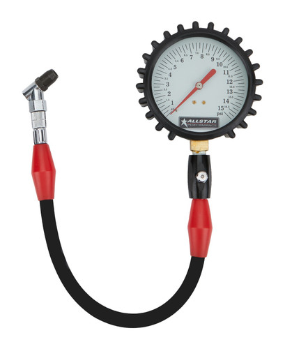 Allstar 44046 Tire Pressure Gauge 0-15 PSI Glow-in-the-Dark Analog 4" Dial