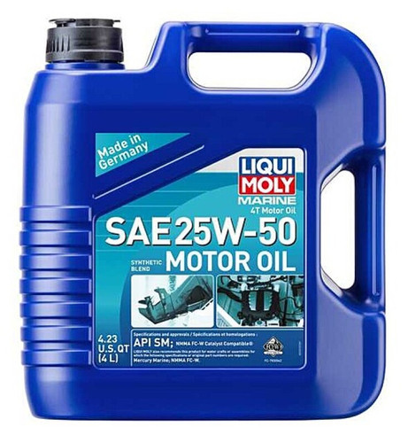 LIQUI MOLY 4L Marine 4T Motor Oil SAE 25W50 for Outboard Inboard Engines