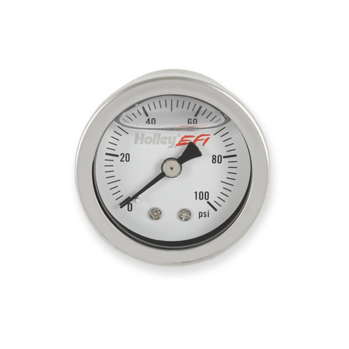Holley 26-507 Fuel Pressure Gauge 0-100 PSI Mechanical 1.5" White Face