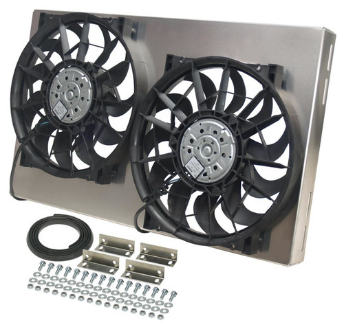 Derale Dual 12in Radiator Fan Aluminum Shroud Assembly 16825 Cooling Kit