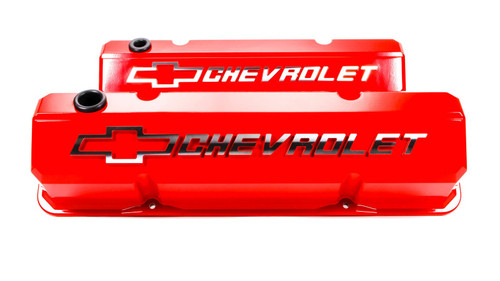 Proform Slant Edge Aluminum Valve Cover Set for Small Block Chevy Red 141-931