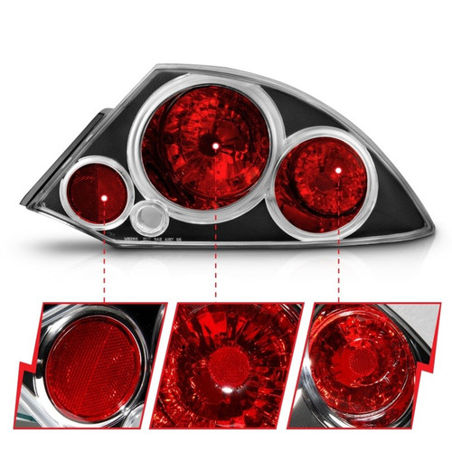 ANZO Tail Light Assembly Mitsubishi Eclipse 2000-2005 Clear Lens Black Pair