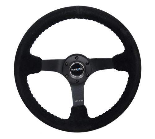 NRG Reinforced 350mm Steering Wheel Black Suede Deep Dish 3in RST-036MB-S-BK