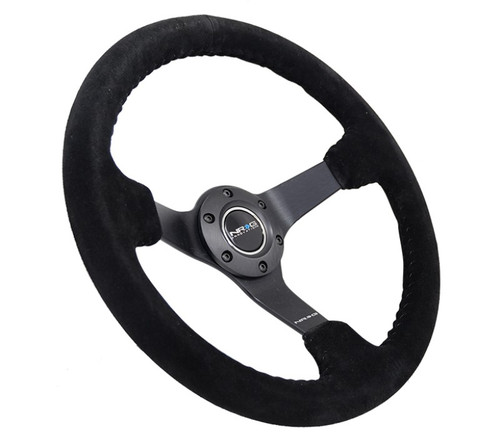 NRG Reinforced 350mm Steering Wheel Black Suede Deep Dish 3in RST-036MB-S-BK