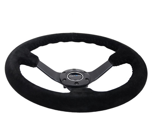 NRG Reinforced 350mm Steering Wheel Black Suede Deep Dish 3in RST-036MB-S-BK