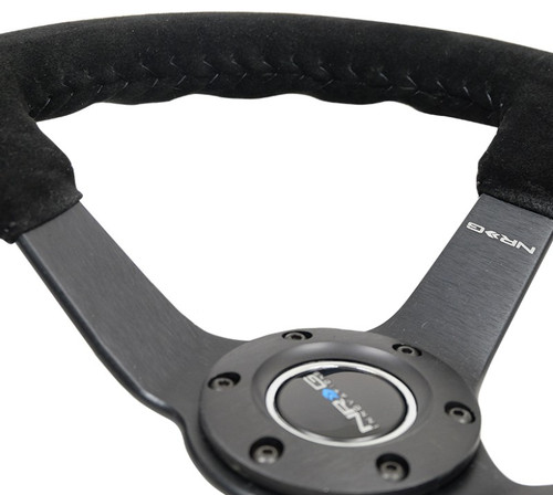 NRG Reinforced 350mm Steering Wheel Black Suede Deep Dish 3in RST-036MB-S-BK