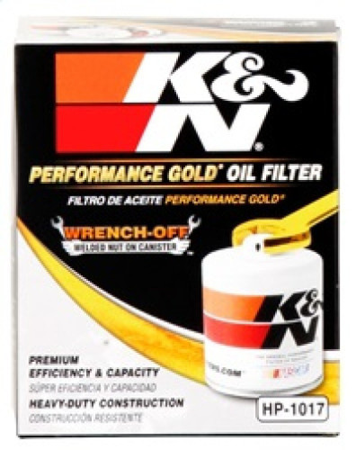 K&N Gold Oil Filter HP-1017, 3.74" x 2.98" - New Performance Automotive