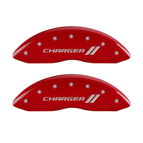 MGP Red Brake Caliper Covers Set For Dodge Charger 2011-2016 Charger Script