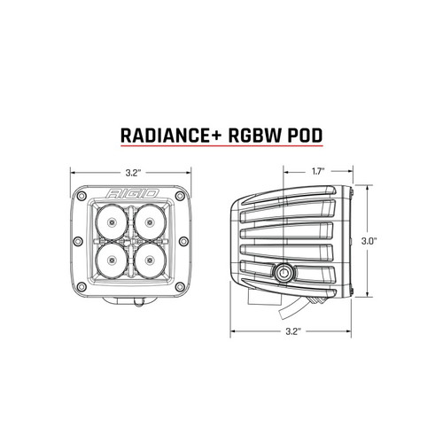 Rigid Industries Radiance+ RGBW Pod Lights Multi-Color Backlight LED Cube Pods