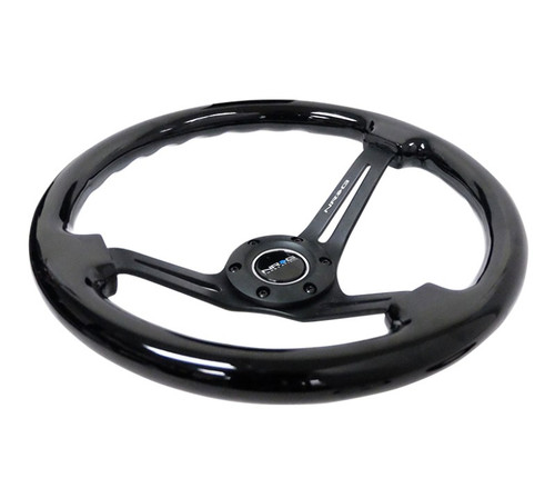NRG Reinforced 350mm Black Wood Steering Wheel Matte Spoke Center Mark