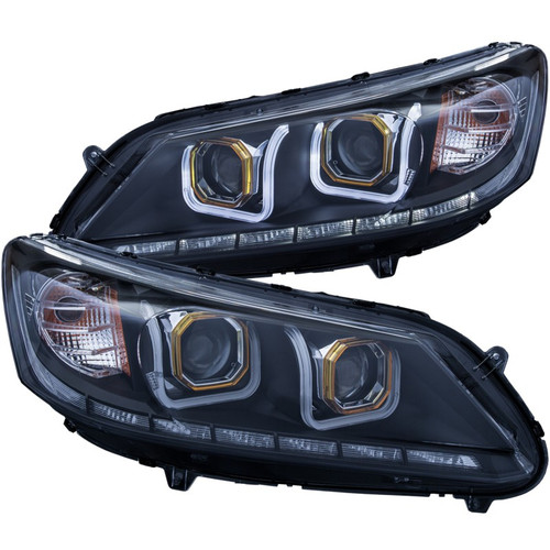 ANZO Projector Headlights Honda Accord 2013-2015 4-Door U-Bar Black