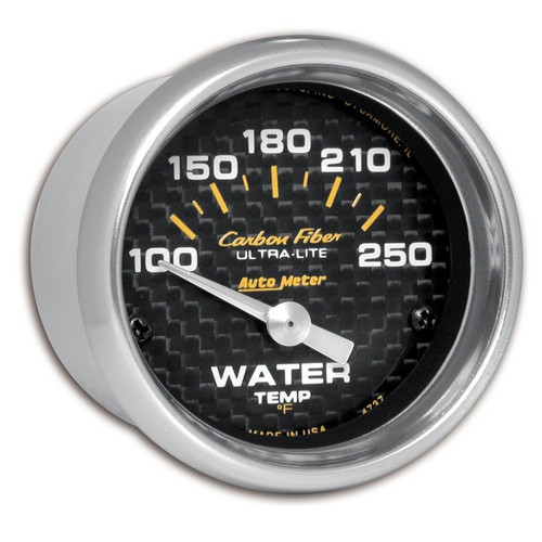 AutoMeter 52mm Carbon Fiber Water Temperature Gauge 100-250°F