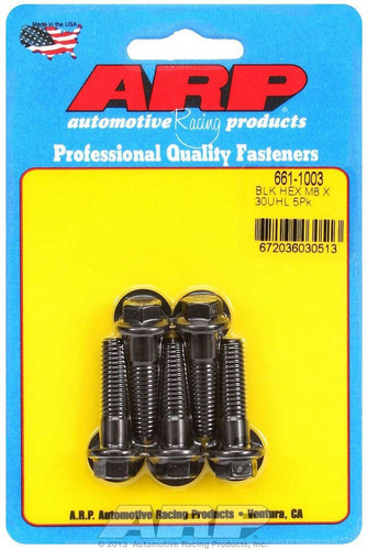 ARP 8mm x 1.25 30mm Hex Bolt Kit 661-1003 Chromoly Black Oxide Set of 5