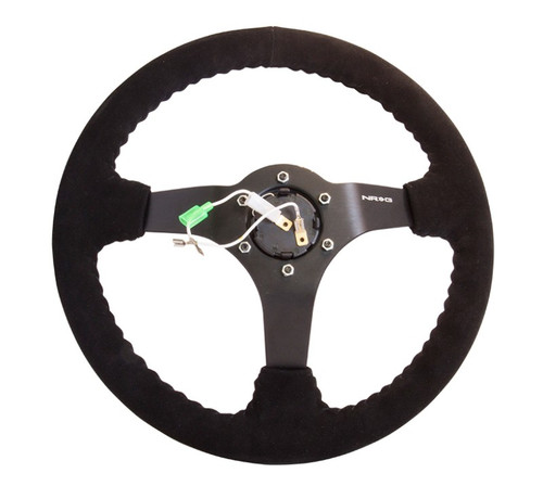 NRG Odi Bakchis 350mm Black Suede Reinforced Steering Wheel