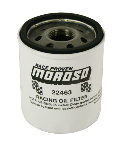 Moroso Racing Oil Filter Steel White for Ford Modular and GM LS-Series Engines