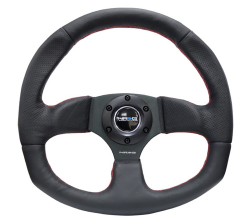NRG Reinforced Leather Steering Wheel Red Stitching 320mm x 330mm Racing