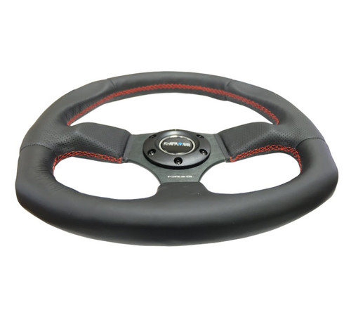 NRG Reinforced Leather Steering Wheel Red Stitching 320mm x 330mm Racing