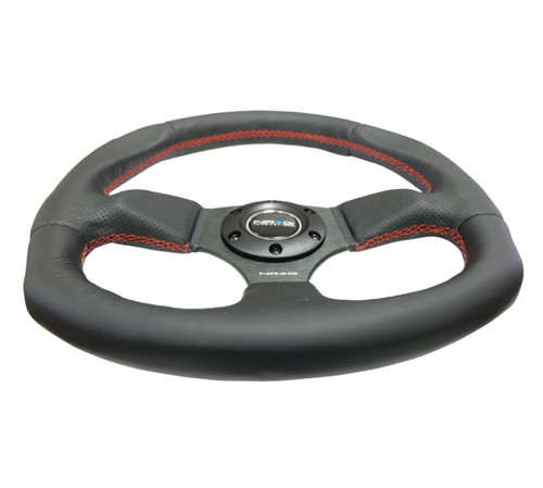 NRG Reinforced Leather Steering Wheel Red Stitching 320mm x 330mm Racing