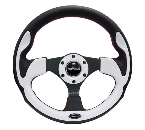 NRG Reinforced 320mm Steering Wheel Black White 3-Spoke RST-001WT