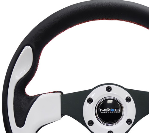 NRG Reinforced 320mm Steering Wheel Black White 3-Spoke RST-001WT