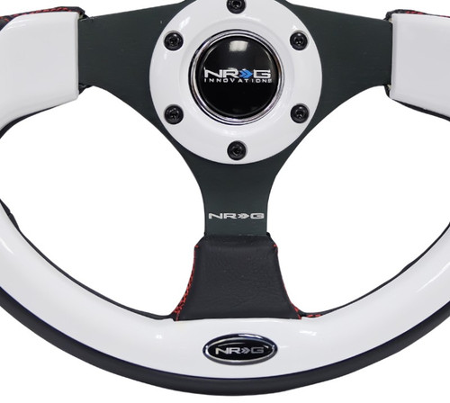 NRG Reinforced 320mm Steering Wheel Black White 3-Spoke RST-001WT